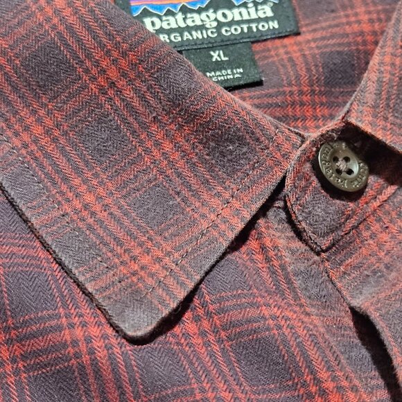 Vintage Patagonia Men's Red Plaid Organic Cotton Button-Up Long-Sleeve Shirt XL - Picture 14 of 16